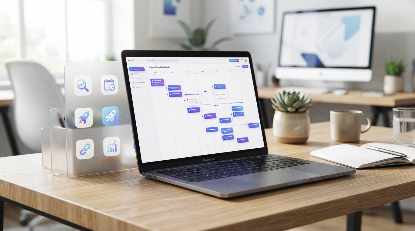 automated SEO content scheduler — illustration